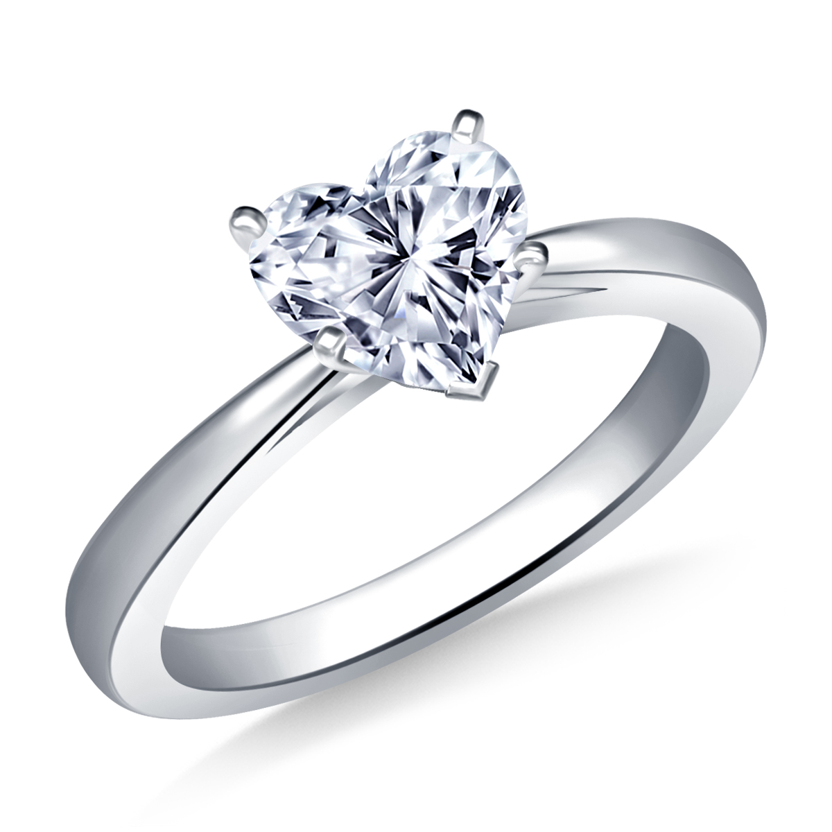 Reverse Tapered Classic Solitaire Diamond Engagement Ring in 14K White Gold (1.9 mm)