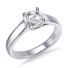 Classic Trellis Round Solitaire Diamond Ring in 14K White Gold