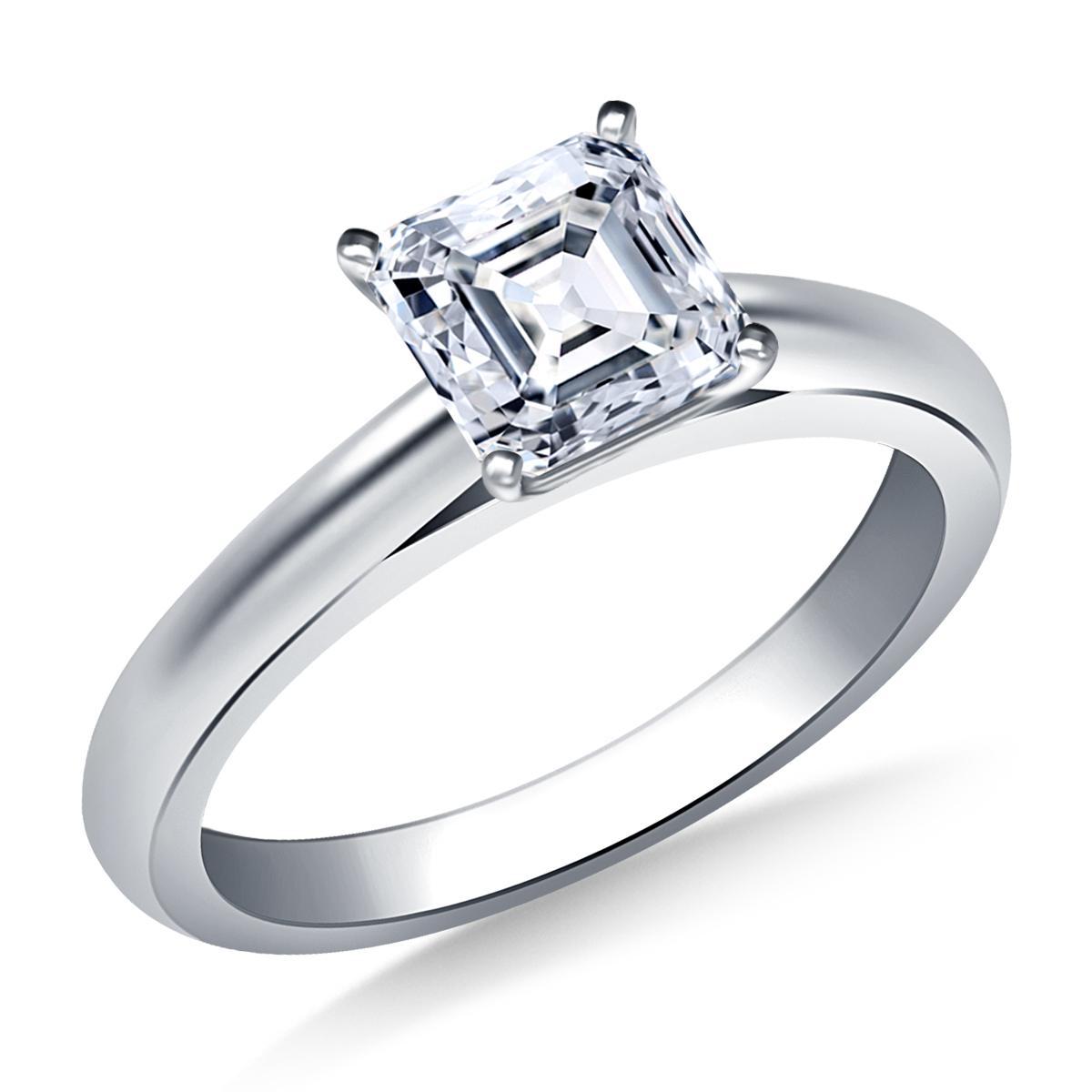 Solitaire Four Prong Comfort Fit Cathedral Engagement Ring in 14K White Gold (2.4 mm)