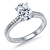 Diamond Solitaire Cathedral Engagement Ring Mounting With Engraving And Milgrain In 14K White Gold (2.0 mm) view 4
