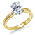 Diamond Solitaire Cathedral Engagement Ring Mounting With Engraving And Milgrain In 18K Yellow Gold (2.0 mm) view 4