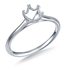 Diamond Solitaire Cathedral Engagement Ring with Six Double Prongs and Floral Motif in 14K White Gold(2.0 mm)