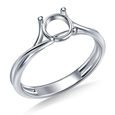 Diamond Solitaire Criss Cross Engagement Ring with Four Prongs in 14K White Gold