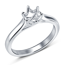 Six Prong Trellis Solitaire Engagement Ring in 14K White Gold