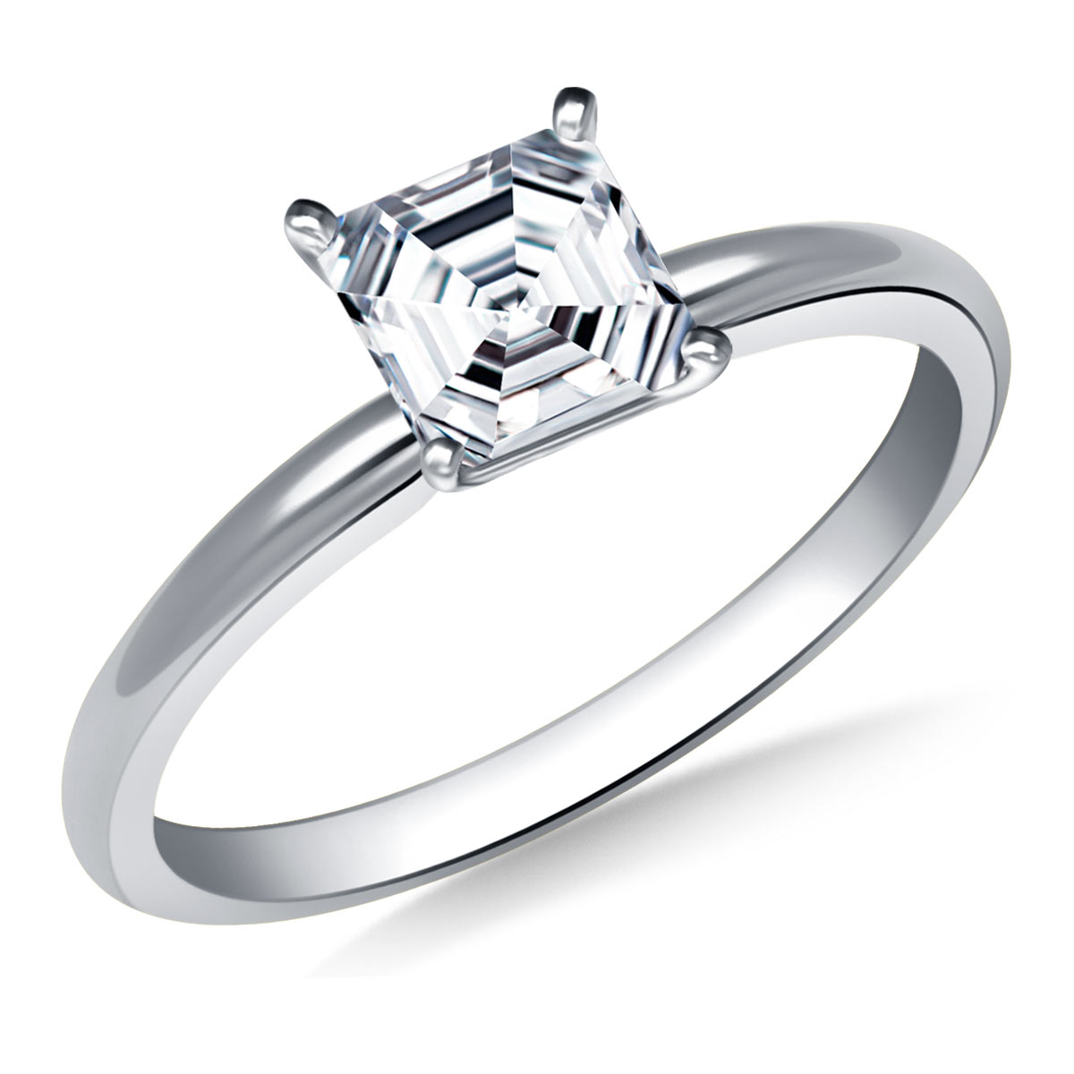 Classic Solitaire Diamond Engagement Ring in 14K White Gold (2.0 mm)
