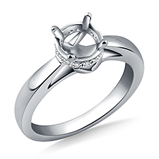 Side Halo Diamond Engagement Ring in 14K White Gold