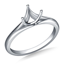 Curved Prong Set Solitaire Engagement Ring in 14K White Gold (2.8 mm)