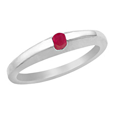 Genuine Ruby and 14K White Gold Solitaire Ring (3mm)