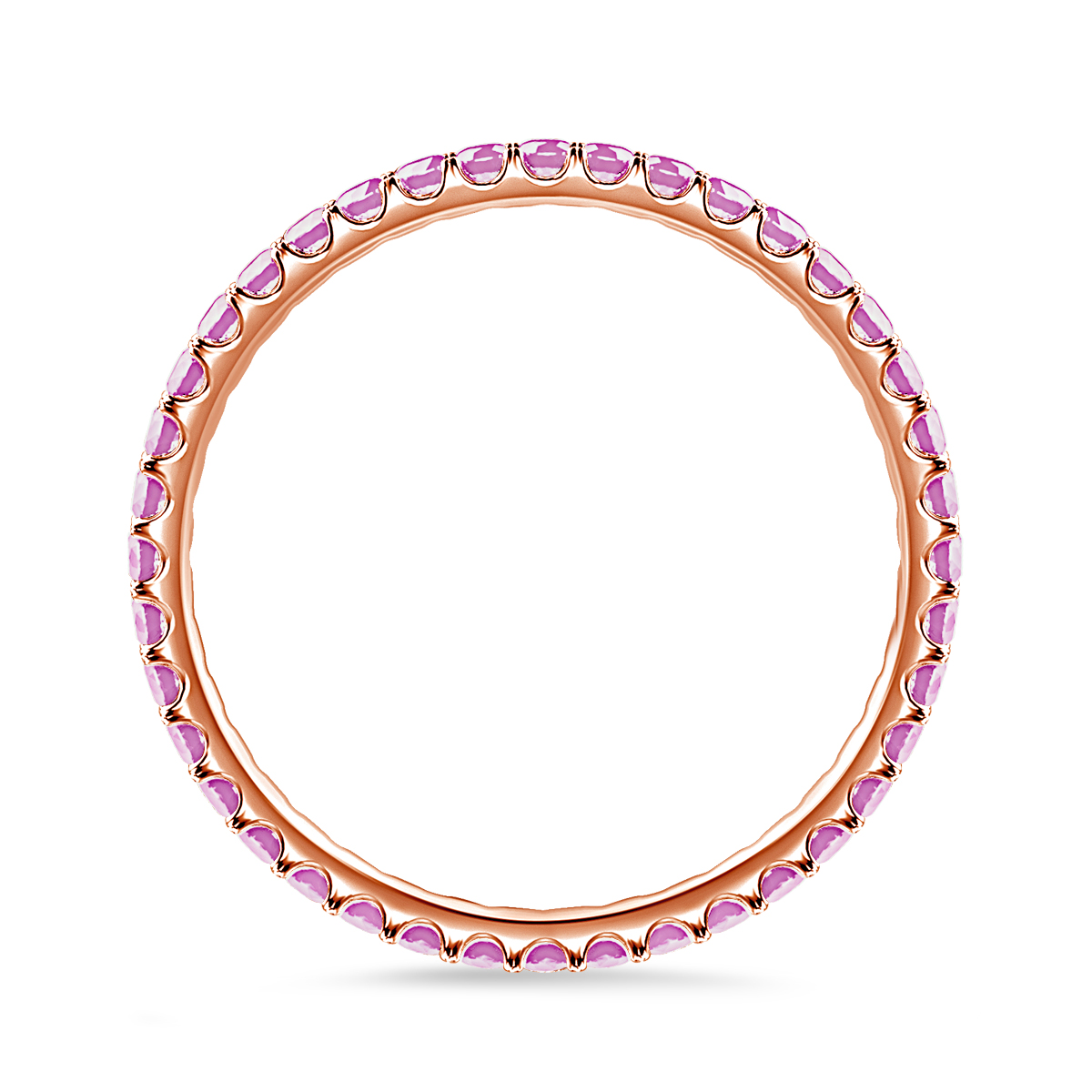 Pink Sapphire Gemstone Comfort Fit Eternity Band in 14K Rose Gold view 4
