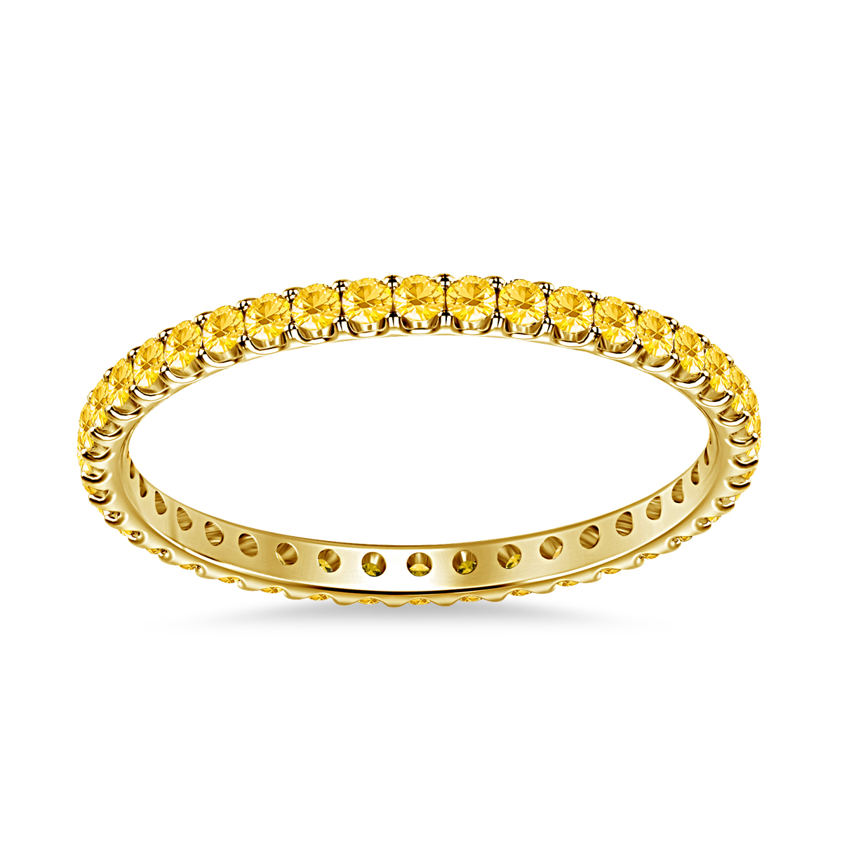 Yellow Sapphire Gemstone Comfort Fit Eternity Band in 14K Yellow Gold view 3