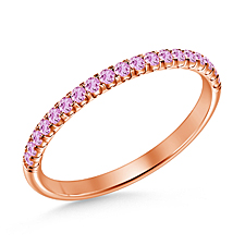 Pink Sapphire Gemstone Comfort Fit Half Eternity Band in 14K Rose Gold