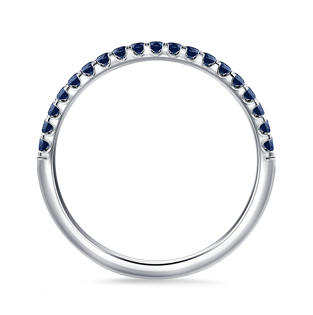 Blue Sapphire Gemstone Comfort Fit Half Eternity Band in 14K White Gold view 4