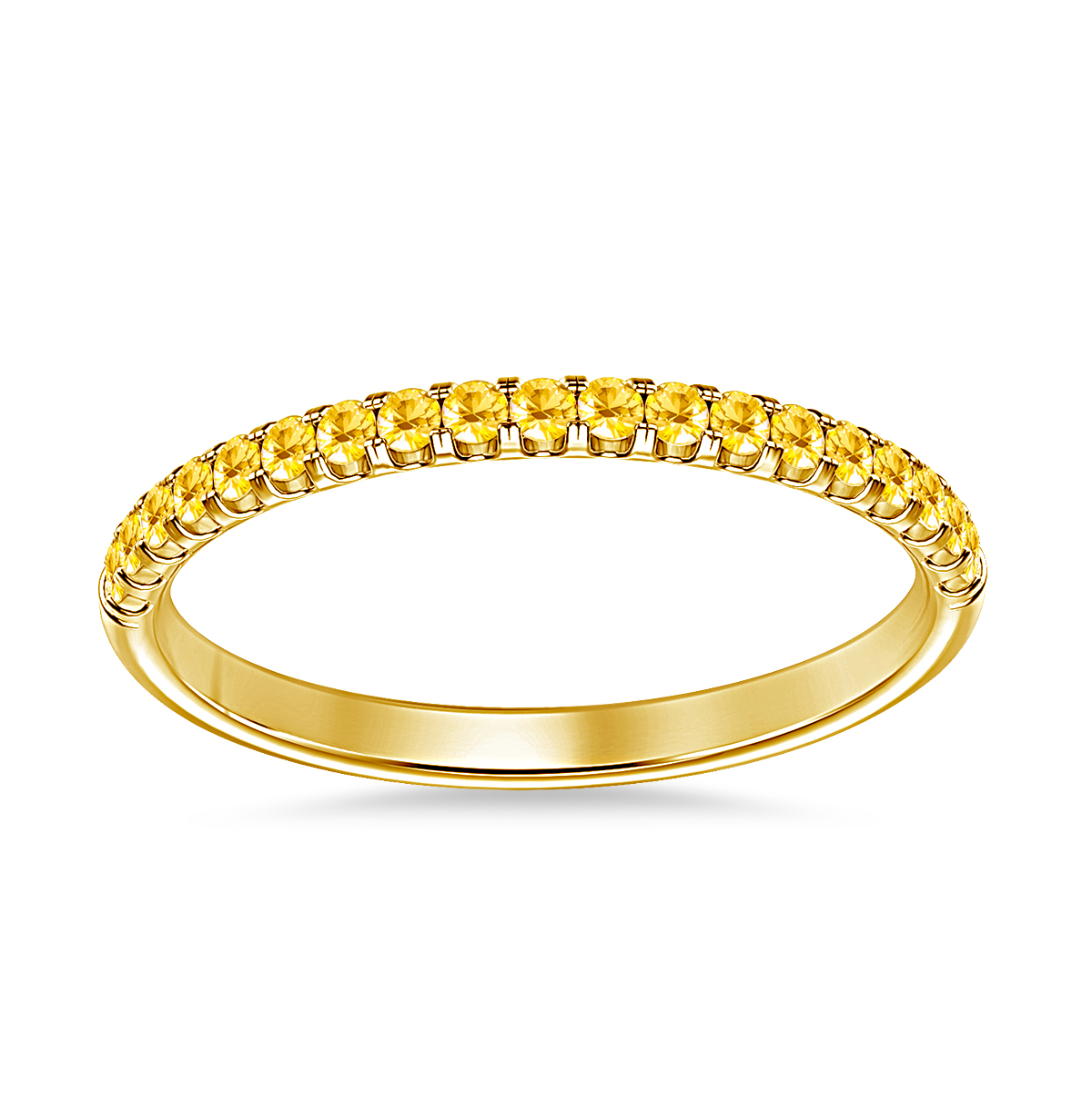 Yellow Sapphire Gemstone Comfort Fit Half Eternity Band in 14K Yellow Gold view 3
