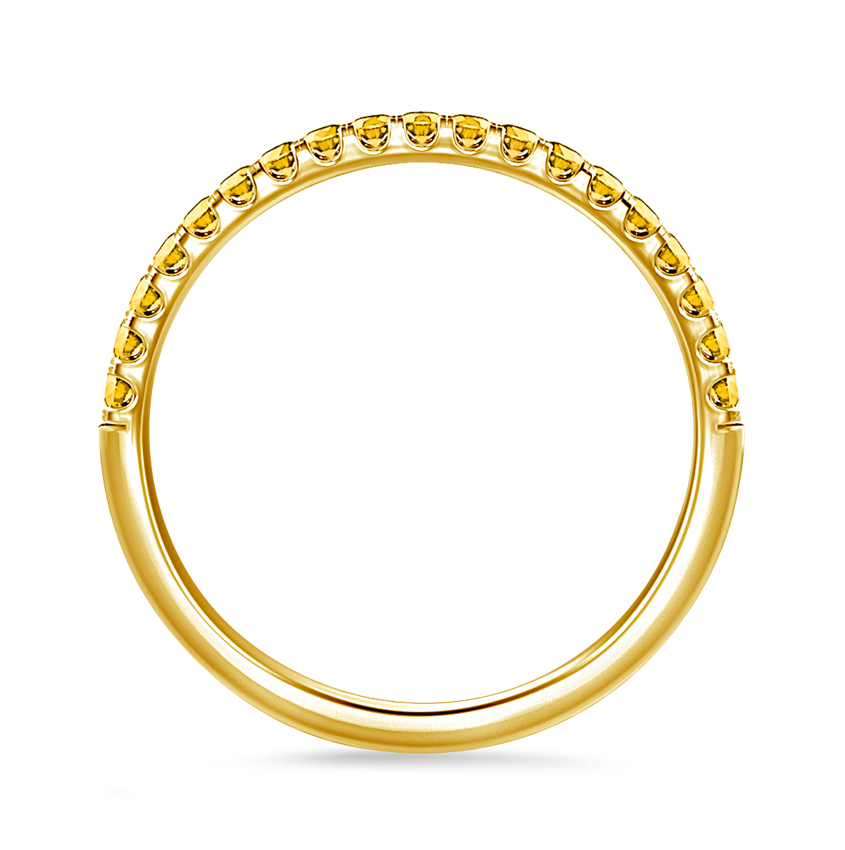 Yellow Sapphire Gemstone Comfort Fit Half Eternity Band in 14K Yellow Gold view 4