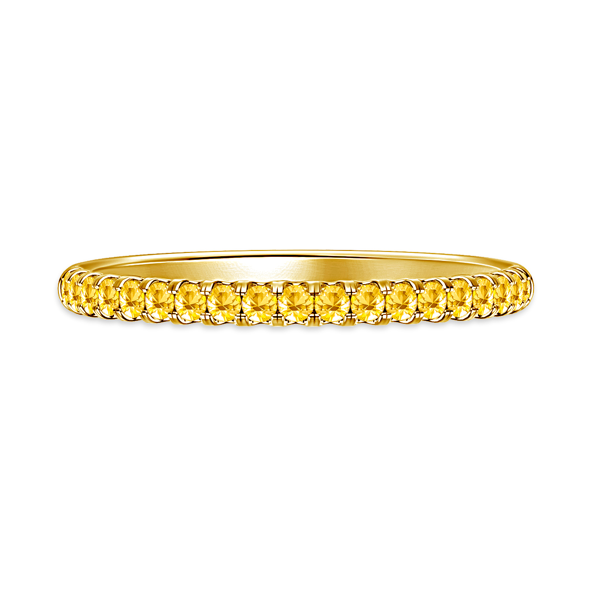 Yellow Sapphire Gemstone Comfort Fit Half Eternity Band in 14K Yellow Gold view 2