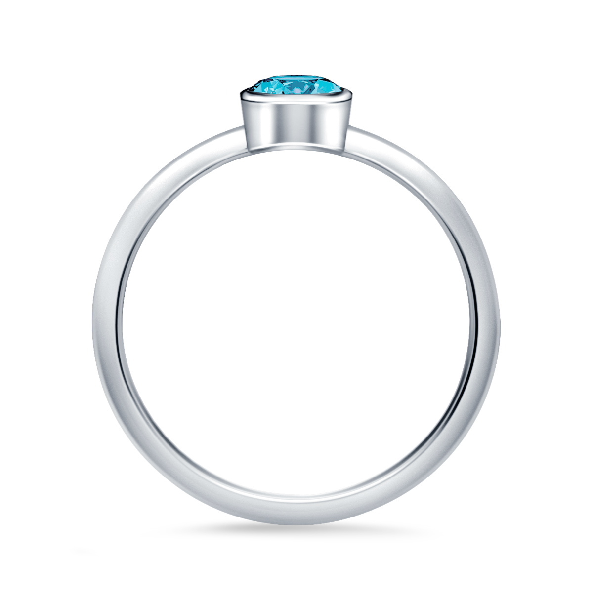 Sky Blue Topaz Gemstone Bezel Set Comfort Fit Solitaire Ring in 14K White Gold (5mm) view 4