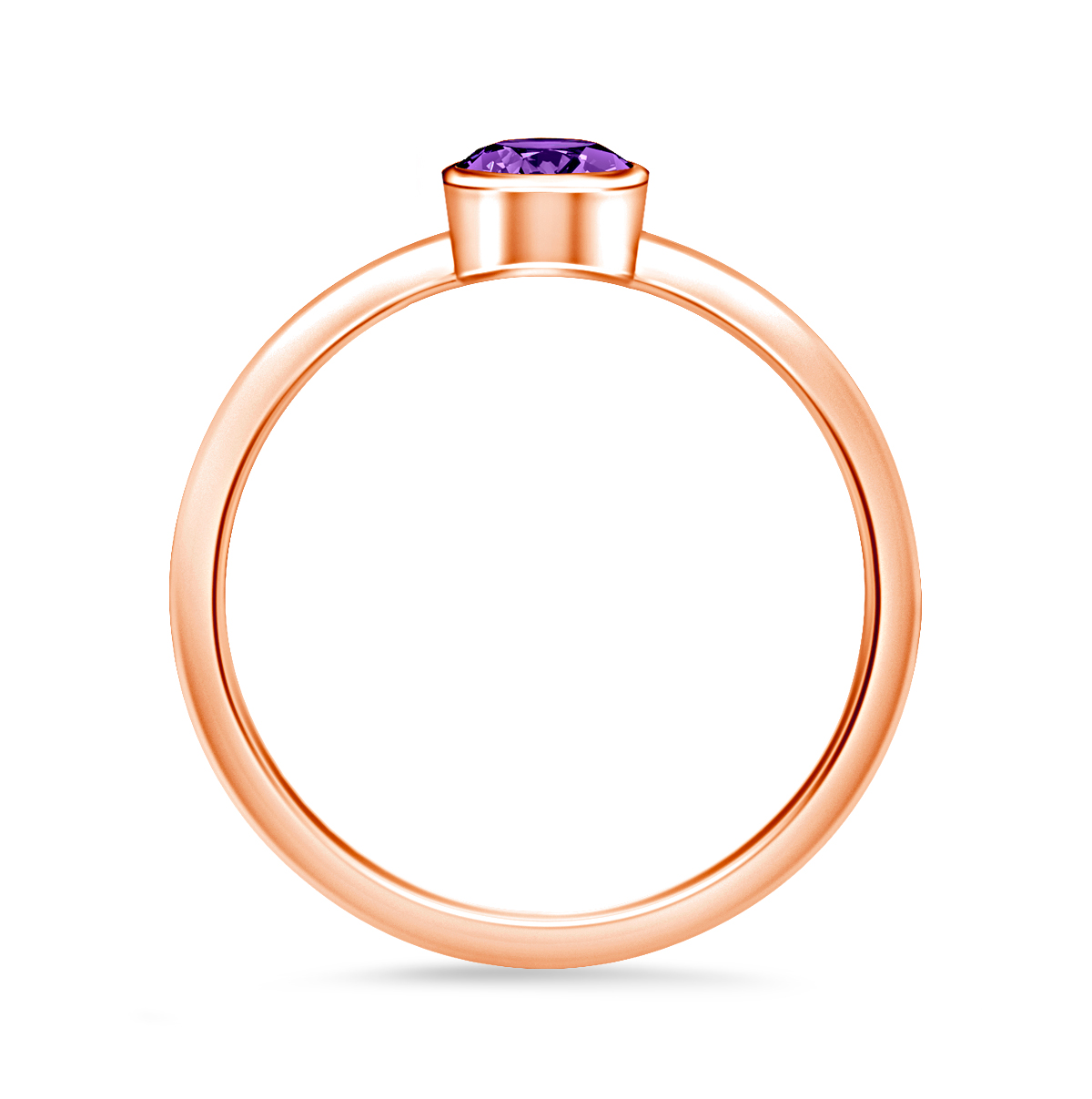 Amethyst Gemstone Bezel Set Comfort Fit Solitaire Ring in 14K Rose Gold (5mm) view 4