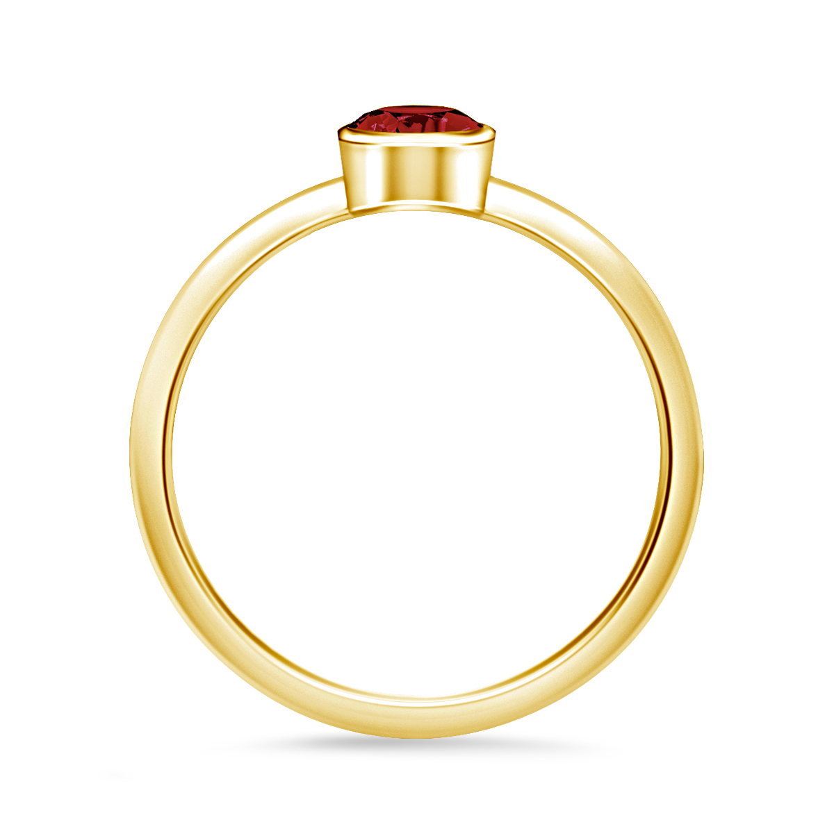 Garnet Gemstone Bezel Set Comfort Fit Solitaire Ring in 14K Yellow Gold (5mm) view 4