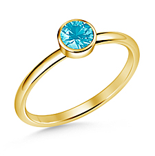 Sky Blue Topaz Gemstone Bezel Set Comfort Fit Solitaire Ring in 14K Yellow Gold (5mm)