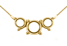 Three Stone Pendant Setting in 18K Yellow Gold