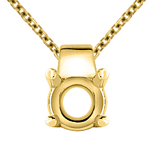 Wide Bail Diamond Solitaire Pendant in 18K Yellow Gold
