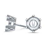 Classic Six Prong Diamond Stud Earrings with Unique tiny heart Prong Settings in 14K White Gold