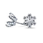 Floral Pave Set Basket Diamond Studs in 14K White Gold
