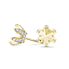 Floral Pave Set Basket Diamond Studs in 14K Yellow Gold