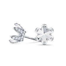 Floral Pave Set Basket Diamond Studs in Platinum