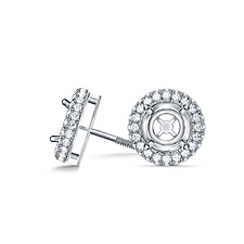 Diamond Stud Earrings with Double Halo in Platinum
