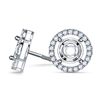 Floating Diamond Round Diamond Halo Stud Earrings in 14K White Gold