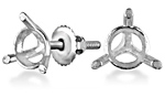 Three Prong Martini Diamond Stud Earring in 14K White Gold