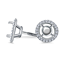Halo Round Diamond Micro Pave Set Earring in 14K White Gold