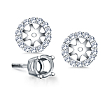 Halo Round Diamond Stud Earring Jacket in 14K White Gold
