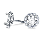Halo Round Diamond Stud Earring in 14K White Gold