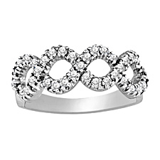 14K White Gold Diamond Swirl Ring