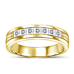 Princess Cut Channel Set Diamond Men's Wedding Ring in 14K Yellow Gold (1.00 cttw.)