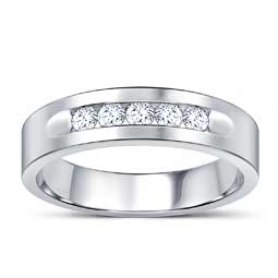 Men's 14K White Gold Ring With Channel Set Round Diamonds (1/2 cttw.)
