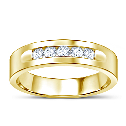 Men's 14K Yellow Gold Ring With Channel Set Round Diamonds (1/2 cttw.)
