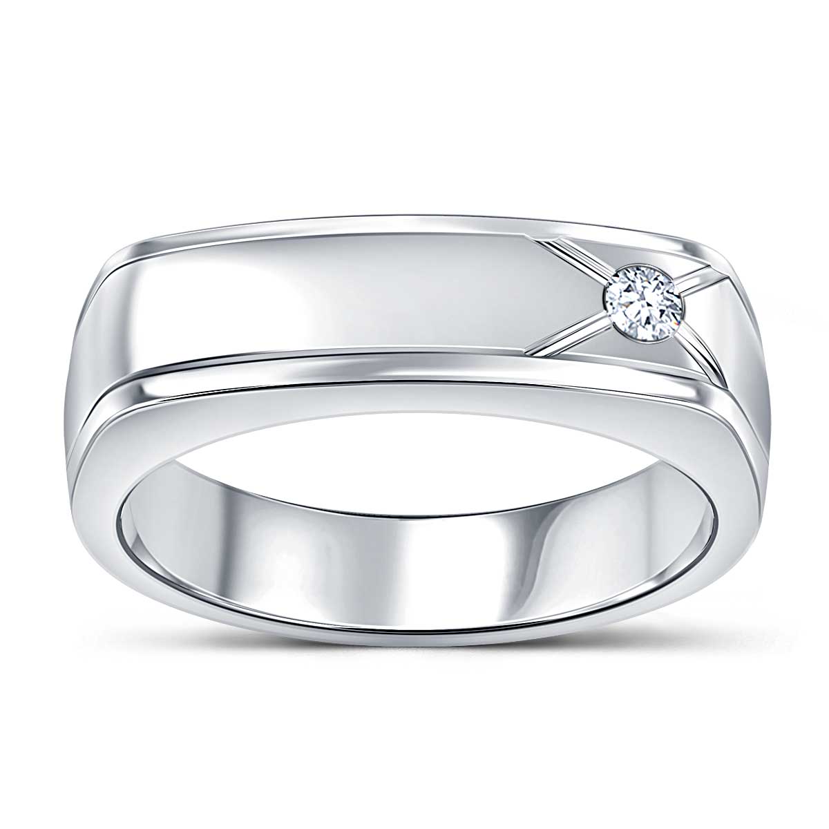 18K White Gold Men's Diamond Ring (1/10 cttw.)