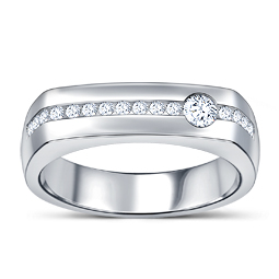 Men's Fancy Channel Set Diamond Ring in 14K White Gold (1/2 cttw.)