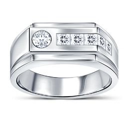 14K White Gold Multi Shape Men's Diamond Ring (1.00 cttw.)