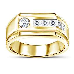 18K Yellow Gold Multi Shape Men's Diamond Ring (1.00 cttw.)