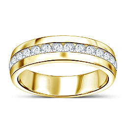 Channel Set Men's Round Diamond Ring in 14K Yellow Gold (1.00 cttw.)