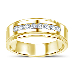 Channel Set 18K Yellow Gold Men's Diamond Ring (1/2 cttw.)
