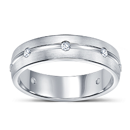 Modern Men's Diamond Wedding Ring With Burnished Finish in 14K White Gold (1/3 cttw.)