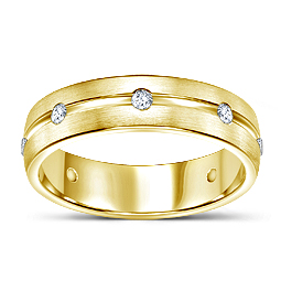 Modern Men's Diamond Wedding Ring With Burnished Finish in 14K Yellow Gold (1/3 cttw.)