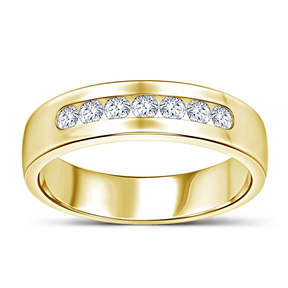 Mens 1 ct Round Solitaire Diamond Wedding Ring 14k Yellow Gold