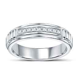 Channel Set Men's Diamond Ring in 14K White Gold (1/4 cttw.)