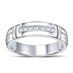 Men's Ring Crafted in 14K White Gold With Channel Set Round Diamonds (1/4 cttw.)